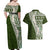 Hawaii Plumeria Tribal Vintage Couples Matching Off Shoulder Maxi Dress and Hawaiian Shirt Special Green