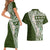 Hawaii Plumeria Tribal Vintage Couples Matching Short Sleeve Bodycon Dress and Hawaiian Shirt Special Green