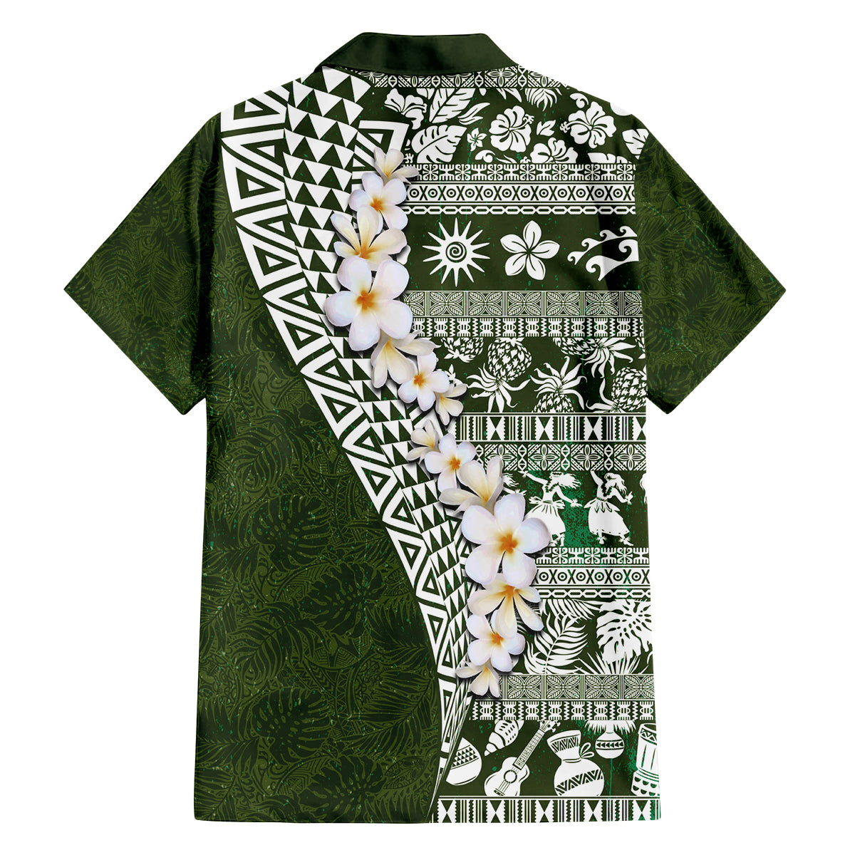 Hawaii Plumeria Tribal Vintage Family Matching Summer Maxi Dress and Hawaiian Shirt Special Green