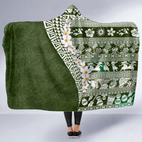 Hawaii Plumeria Tribal Vintage Hooded Blanket Special Green LT03 - Polynesian Pride