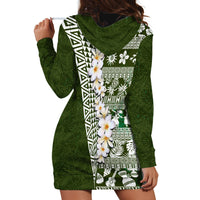 Hawaii Plumeria Tribal Vintage Hoodie Dress Special Green LT03 - Polynesian Pride