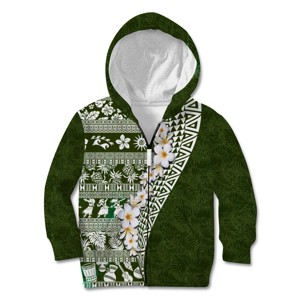 Hawaii Plumeria Tribal Vintage Kid Hoodie Special Green