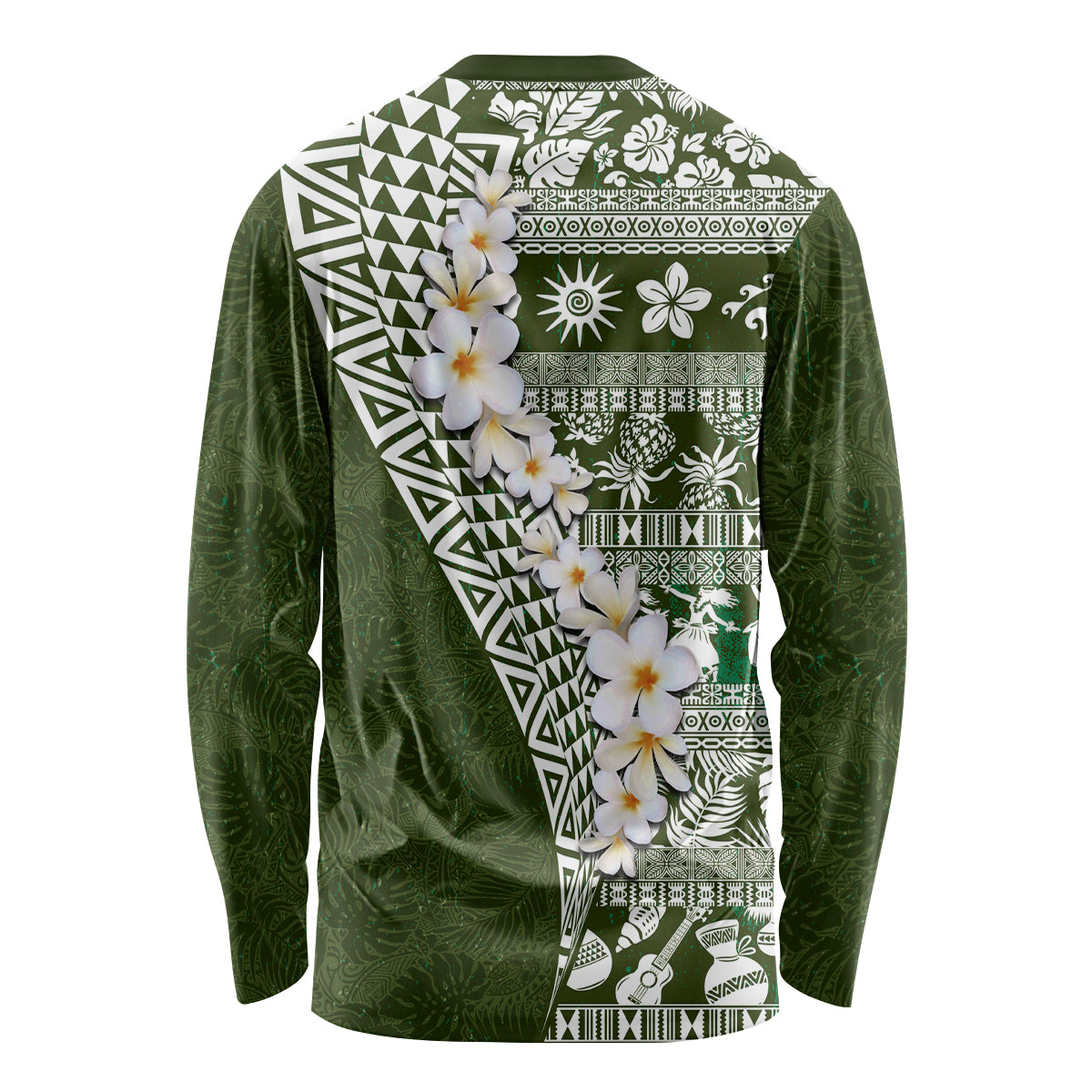 Hawaii Plumeria Tribal Vintage Long Sleeve Shirt Special Green