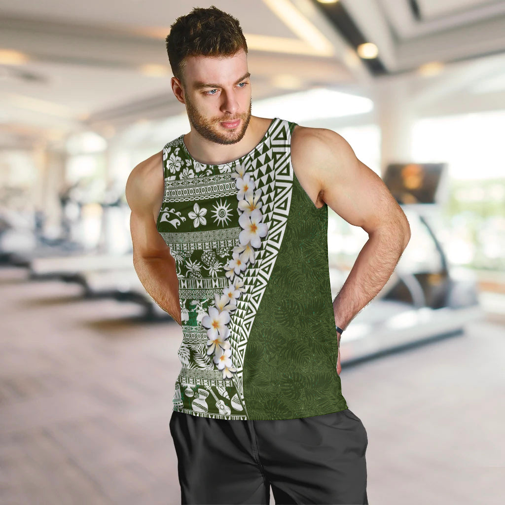 Hawaii Plumeria Tribal Vintage Men Tank Top Special Green LT03 Green - Polynesian Pride