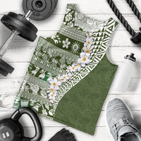 Hawaii Plumeria Tribal Vintage Men Tank Top Special Green LT03 - Polynesian Pride