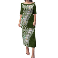 Hawaii Plumeria Tribal Vintage Puletasi Special Green LT03 Long Dress Green - Polynesian Pride