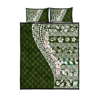 Hawaii Plumeria Tribal Vintage Quilt Bed Set Special Green LT03 - Polynesian Pride