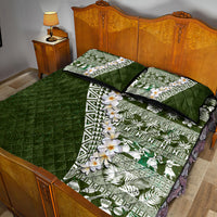 Hawaii Plumeria Tribal Vintage Quilt Bed Set Special Green LT03 - Polynesian Pride