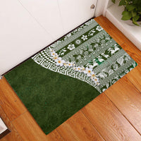 Hawaii Plumeria Tribal Vintage Rubber Doormat Special Green