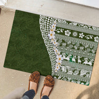 Hawaii Plumeria Tribal Vintage Rubber Doormat Special Green