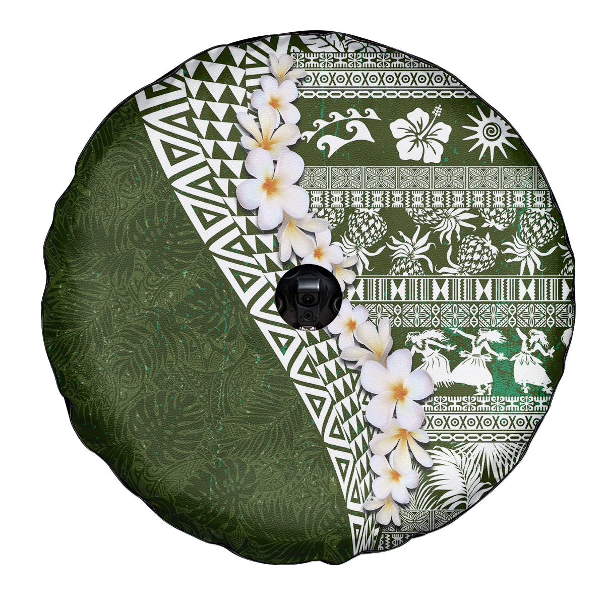 Hawaii Plumeria Tribal Vintage Spare Tire Cover Special Green LT03 - Polynesian Pride