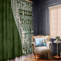 Hawaii Plumeria Tribal Vintage Window Curtain Special Green LT03 - Polynesian Pride