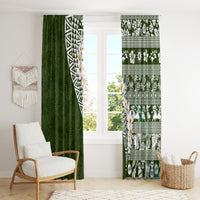 Hawaii Plumeria Tribal Vintage Window Curtain Special Green LT03 - Polynesian Pride