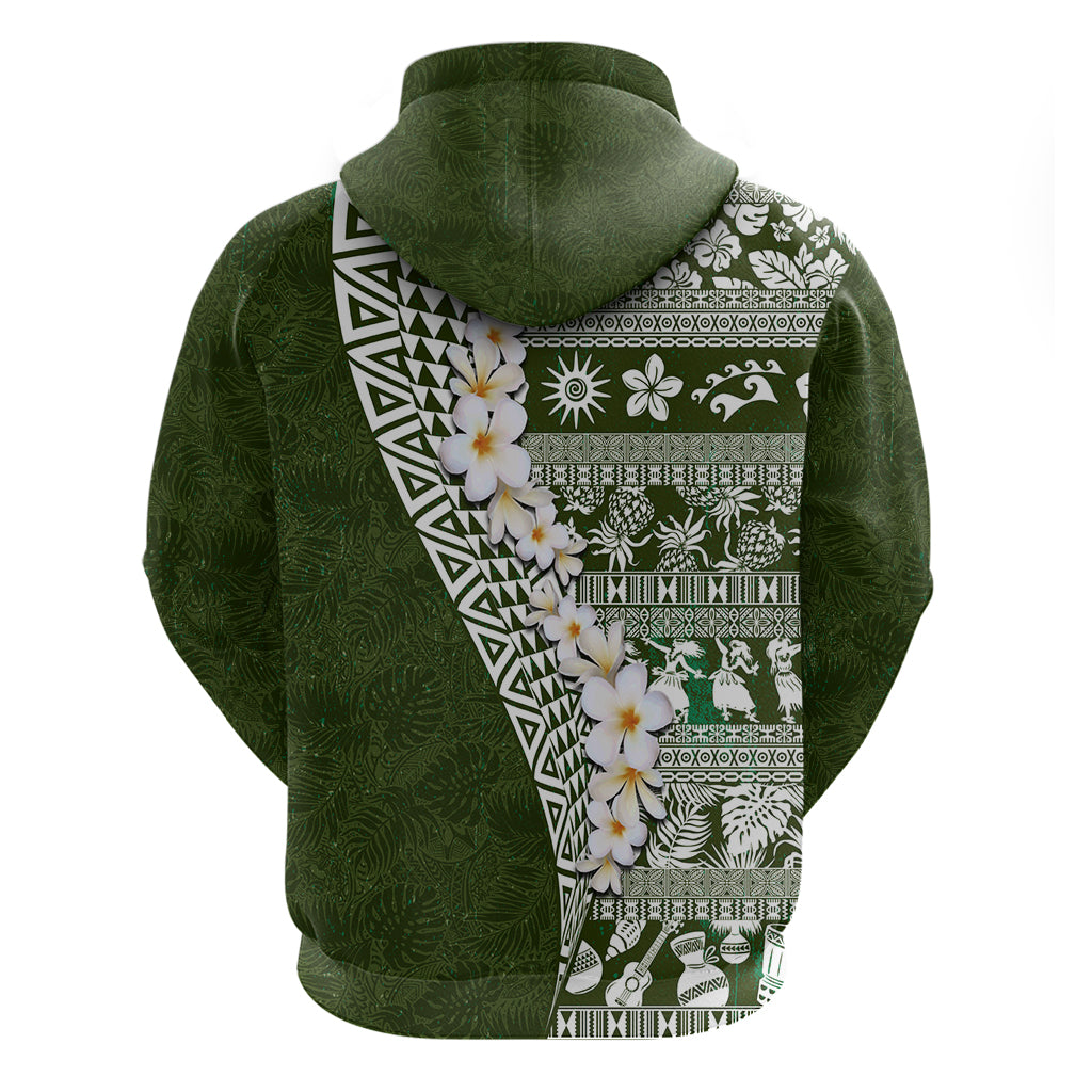 Hawaii Plumeria Tribal Vintage Zip Hoodie Special Green