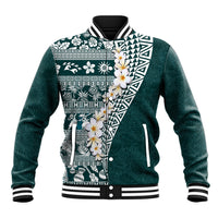 Hawaii Plumeria Tribal Vintage Baseball Jacket Special Turquoise LT03 Unisex Turquoise - Polynesian Pride