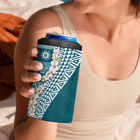 Hawaii Plumeria Tribal Vintage 4 in 1 Can Cooler Tumbler Special Turquoise