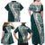 Hawaii Plumeria Tribal Vintage Family Matching Off Shoulder Maxi Dress and Hawaiian Shirt Special Turquoise