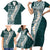 Hawaii Plumeria Tribal Vintage Family Matching Short Sleeve Bodycon Dress and Hawaiian Shirt Special Turquoise