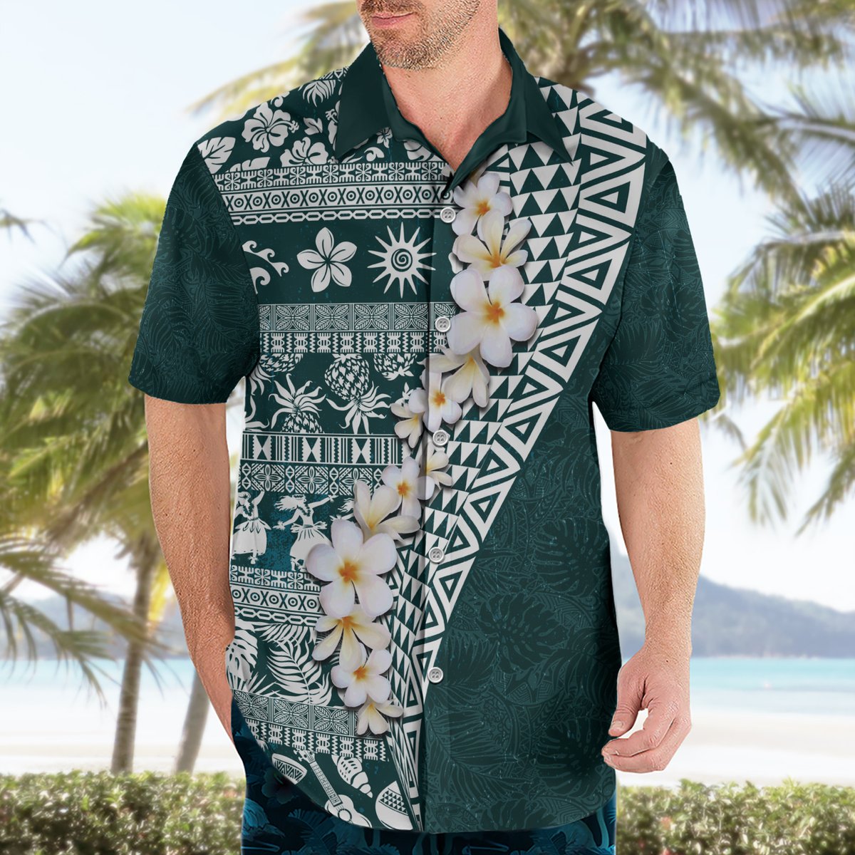 Hawaii Plumeria Tribal Vintage Hawaiian Shirt Special Turquoise LT03 - Polynesian Pride