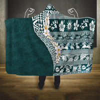 Hawaii Plumeria Tribal Vintage Hooded Blanket Special Turquoise LT03 One Size Turquoise - Polynesian Pride
