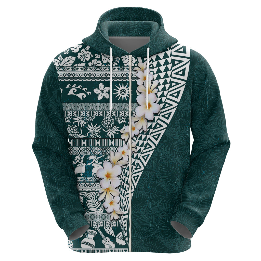 Hawaii Plumeria Tribal Vintage Hoodie Special Turquoise