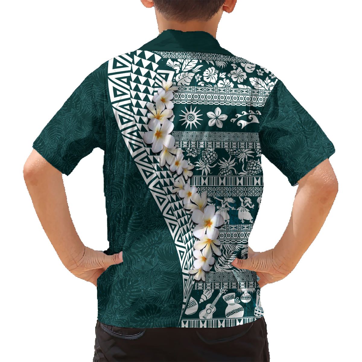 Hawaii Plumeria Tribal Vintage Kid Hawaiian Shirt Special Turquoise LT03 - Polynesian Pride