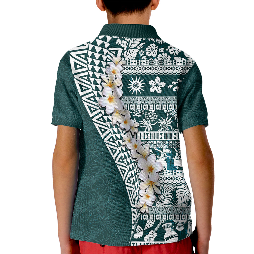 Hawaii Plumeria Tribal Vintage Kid Polo Shirt Special Turquoise