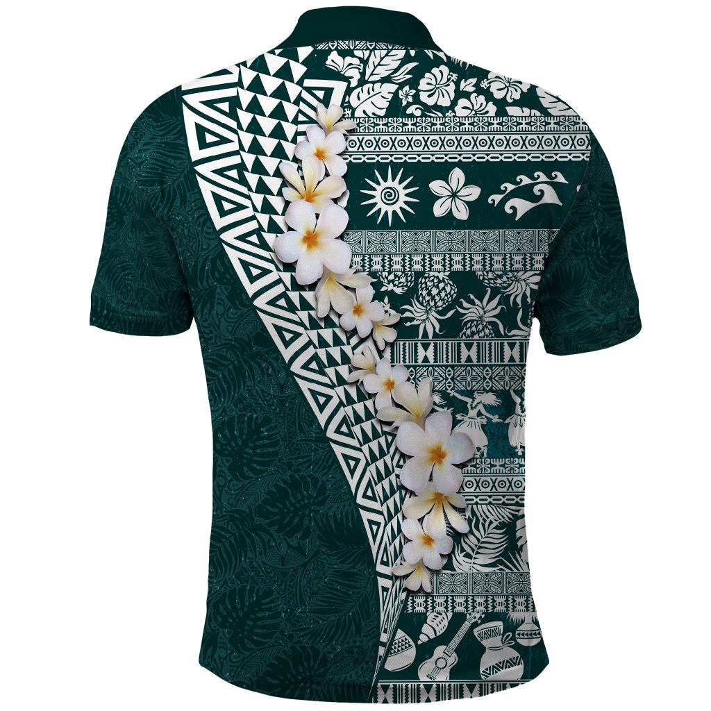 Hawaii Plumeria Tribal Vintage Polo Shirt Special Turquoise