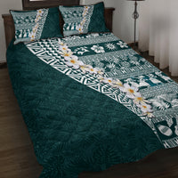 Hawaii Plumeria Tribal Vintage Quilt Bed Set Special Turquoise LT03 Turquoise - Polynesian Pride