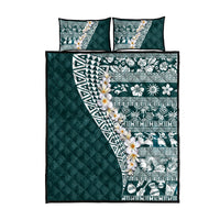 Hawaii Plumeria Tribal Vintage Quilt Bed Set Special Turquoise LT03 - Polynesian Pride