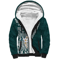 Hawaii Plumeria Tribal Vintage Sherpa Hoodie Special Turquoise LT03 Unisex Turquoise - Polynesian Pride