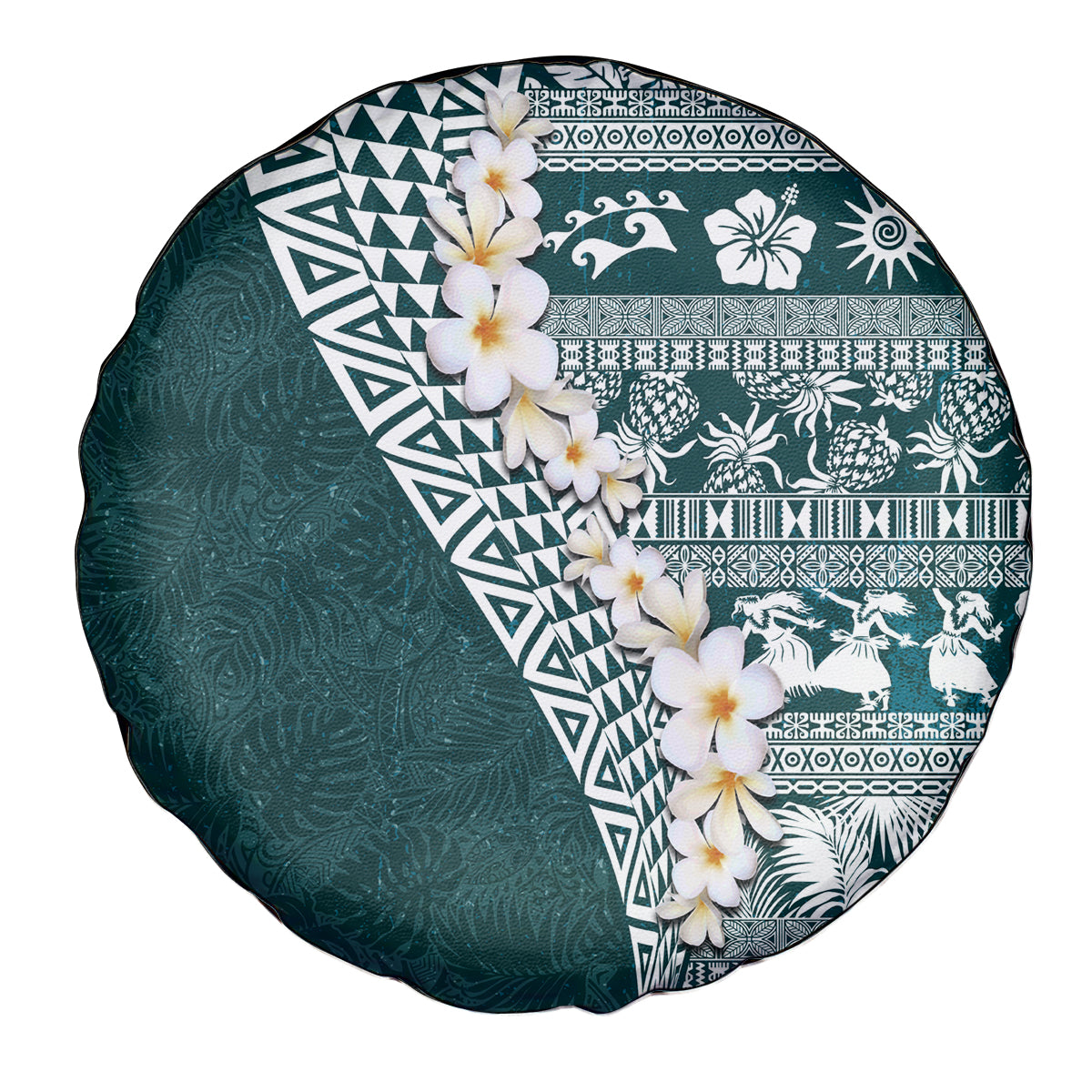 Hawaii Plumeria Tribal Vintage Spare Tire Cover Special Turquoise LT03 - Polynesian Pride