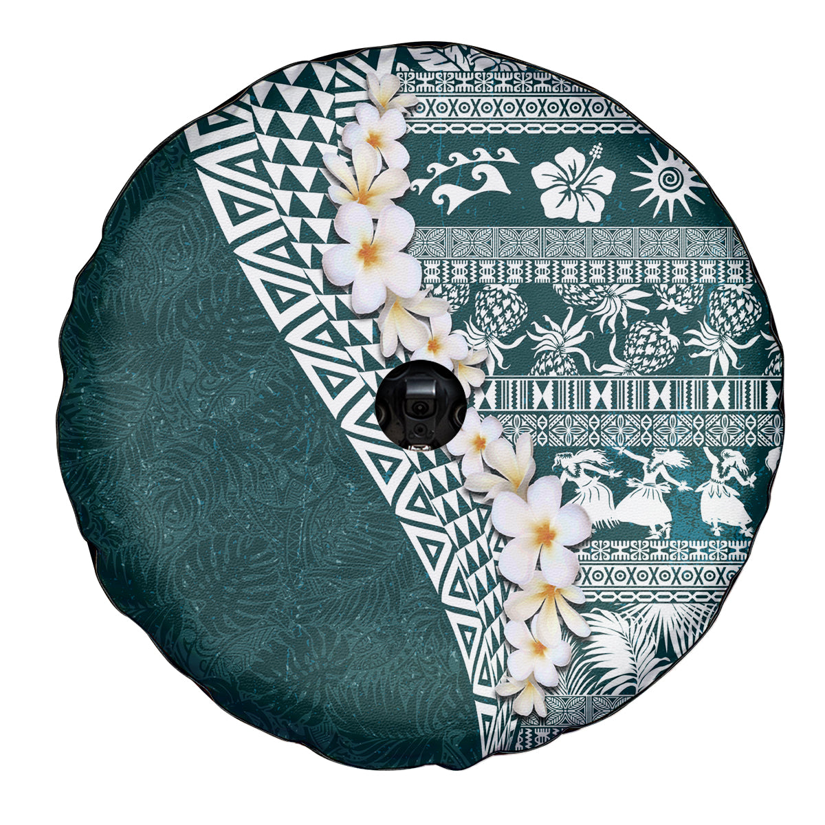 Hawaii Plumeria Tribal Vintage Spare Tire Cover Special Turquoise LT03 - Polynesian Pride