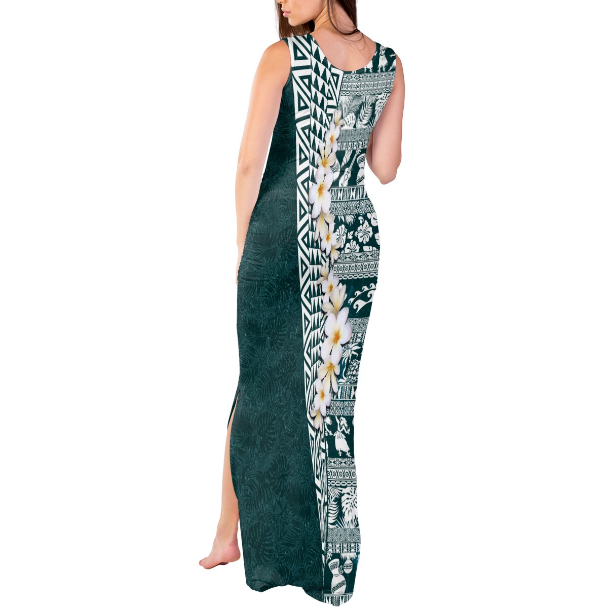 Hawaii Plumeria Tribal Vintage Tank Maxi Dress Special Turquoise LT03 - Polynesian Pride