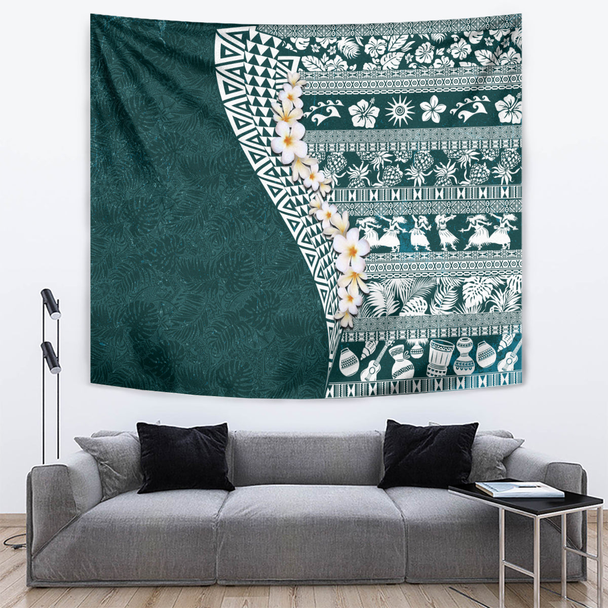 Hawaii Plumeria Tribal Vintage Tapestry Special Turquoise LT03 Turquoise - Polynesian Pride