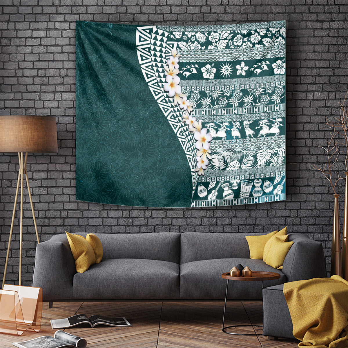 Hawaii Plumeria Tribal Vintage Tapestry Special Turquoise LT03 - Polynesian Pride