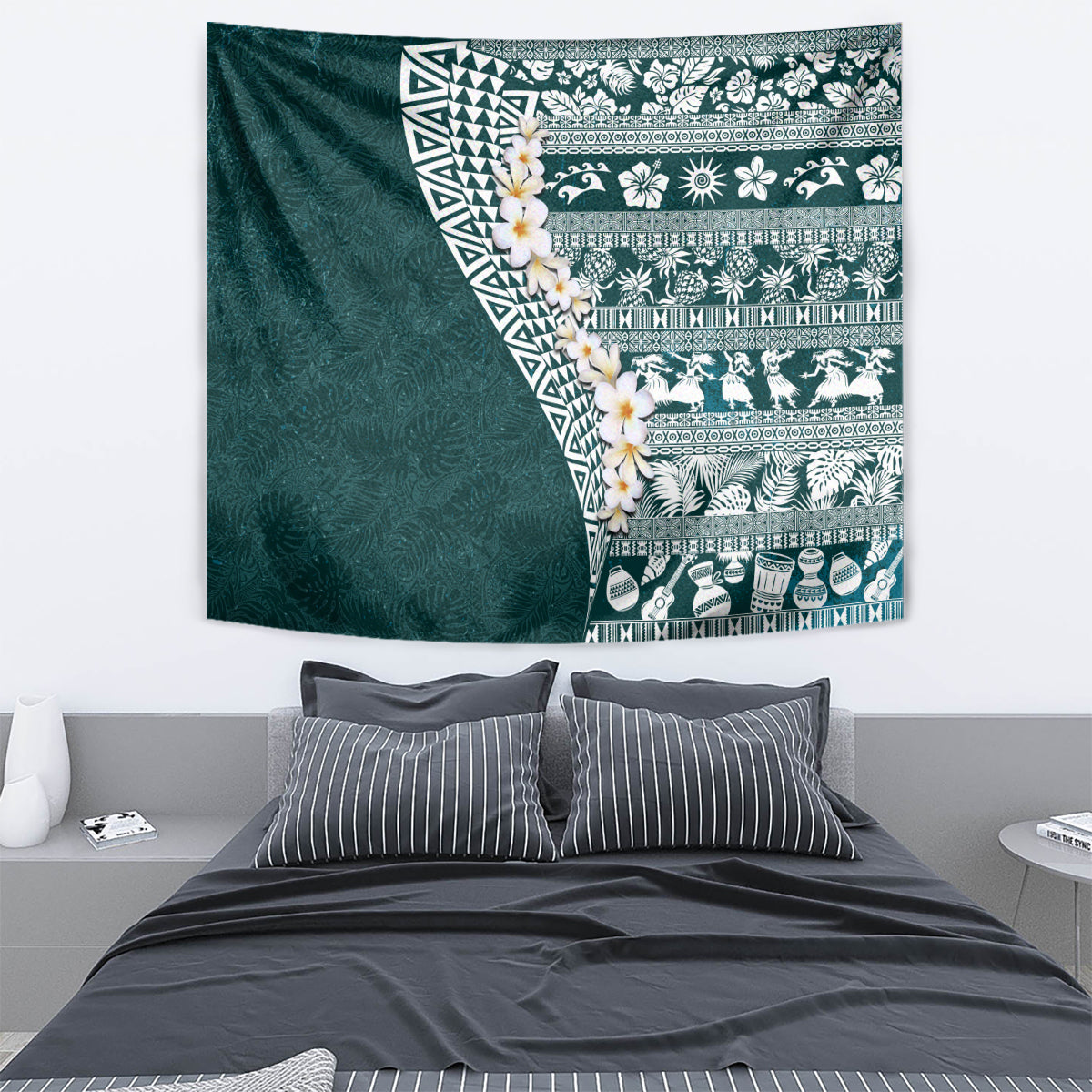 Hawaii Plumeria Tribal Vintage Tapestry Special Turquoise LT03 - Polynesian Pride