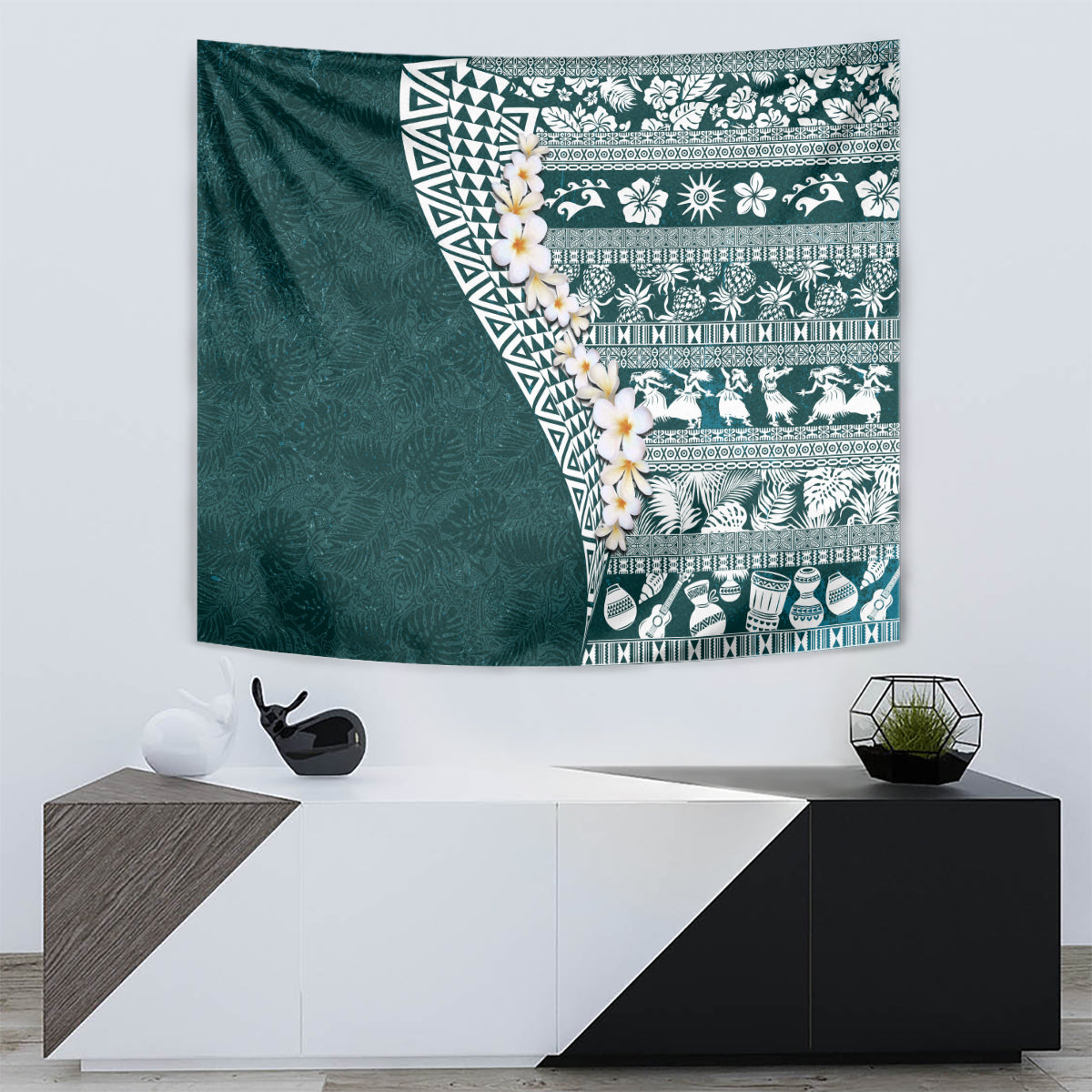 Hawaii Plumeria Tribal Vintage Tapestry Special Turquoise LT03 - Polynesian Pride