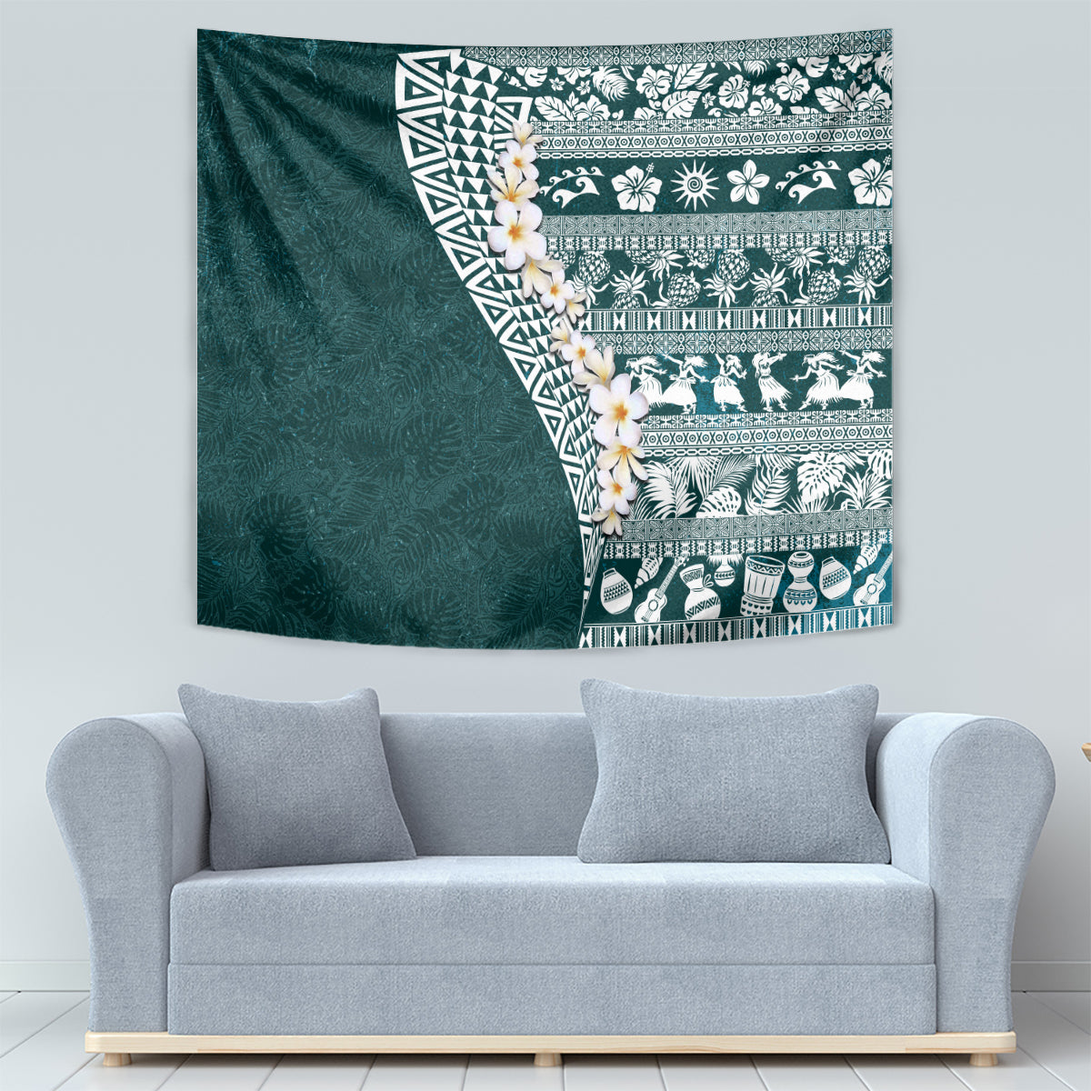 Hawaii Plumeria Tribal Vintage Tapestry Special Turquoise LT03 - Polynesian Pride