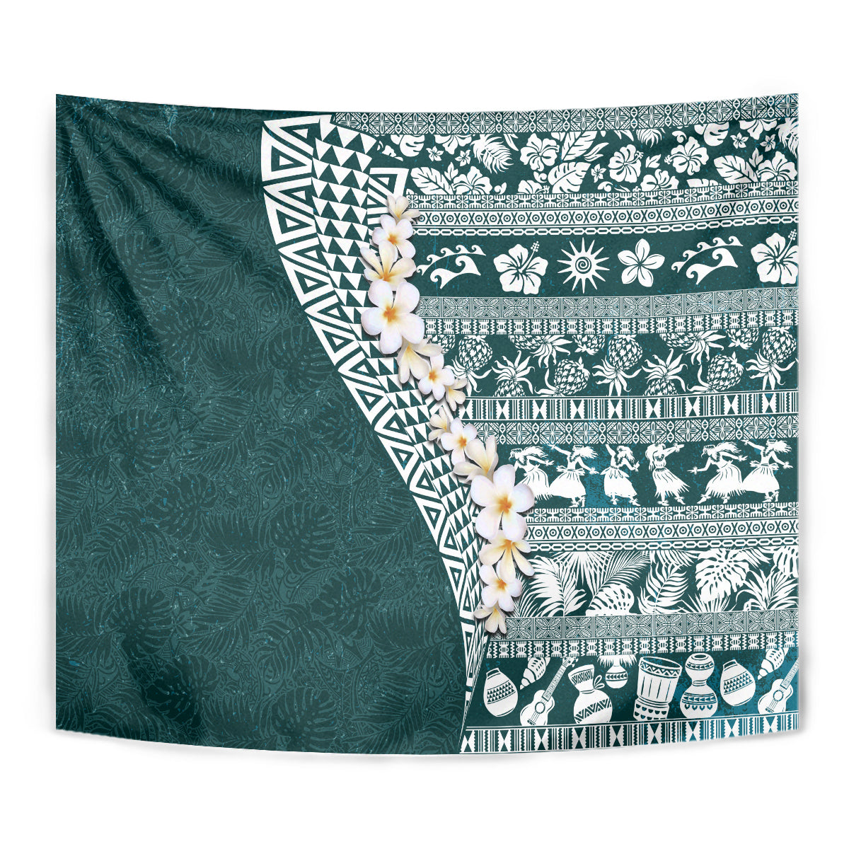 Hawaii Plumeria Tribal Vintage Tapestry Special Turquoise LT03 - Polynesian Pride