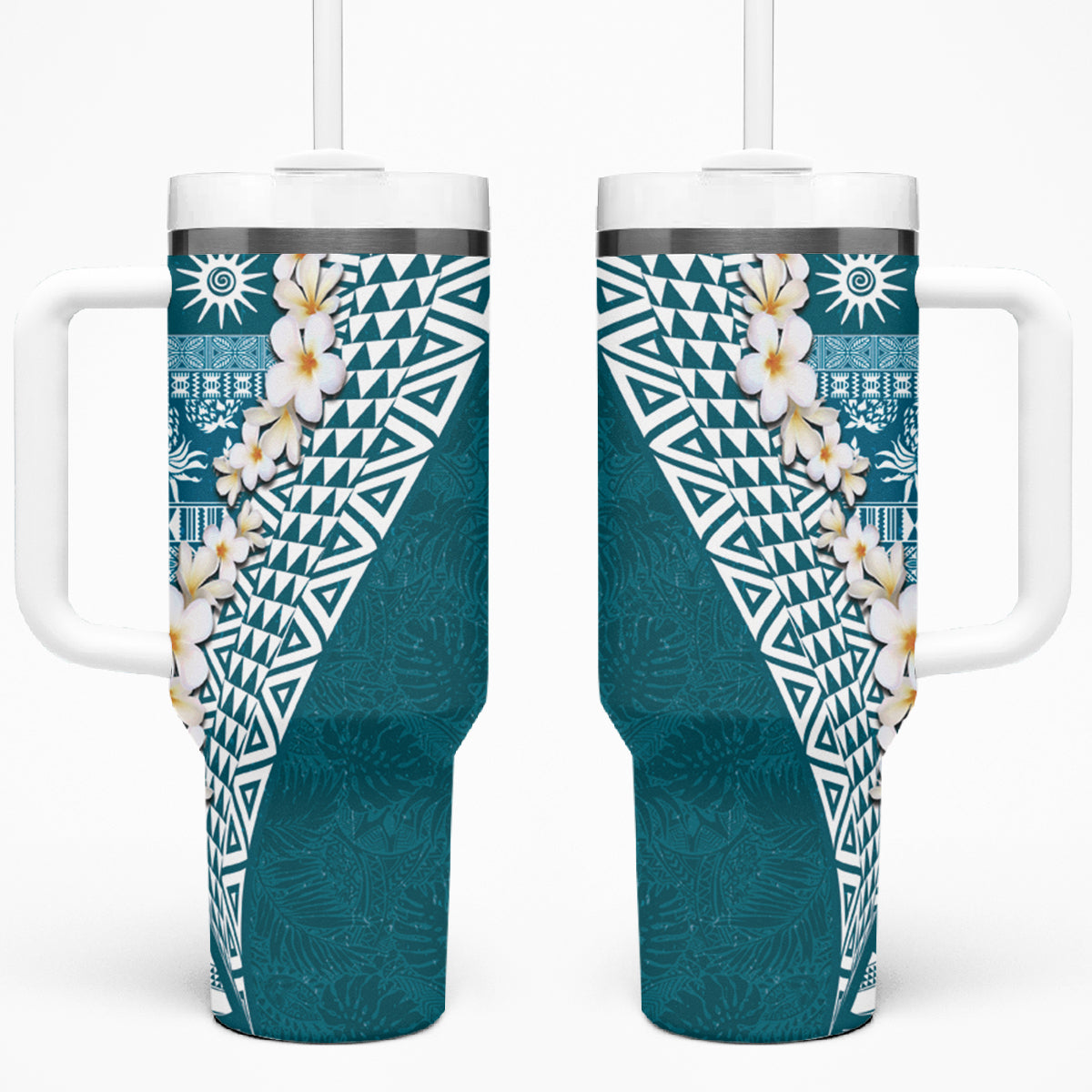 Hawaii Plumeria Tribal Vintage Tumbler With Handle Special Turquoise