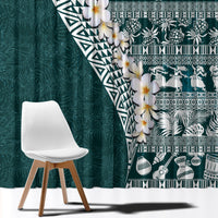 Hawaii Plumeria Tribal Vintage Window Curtain Special Turquoise LT03 - Polynesian Pride