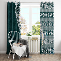 Hawaii Plumeria Tribal Vintage Window Curtain Special Turquoise LT03 - Polynesian Pride