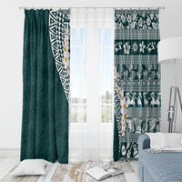 Hawaii Plumeria Tribal Vintage Window Curtain Special Turquoise LT03 - Polynesian Pride