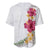 Hawaiian Plumeria and Hibiscus Baseball Jersey White Mode