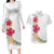 Hawaiian Plumeria and Hibiscus Couples Matching Long Sleeve Bodycon Dress and Hawaiian Shirt White Mode