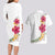 Hawaiian Plumeria and Hibiscus Couples Matching Long Sleeve Bodycon Dress and Hawaiian Shirt White Mode