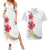 Hawaiian Plumeria and Hibiscus Couples Matching Summer Maxi Dress and Hawaiian Shirt White Mode