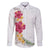 Hawaiian Plumeria and Hibiscus Family Matching Long Sleeve Bodycon Dress and Hawaiian Shirt White Mode