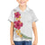 Hawaiian Plumeria and Hibiscus Family Matching Puletasi and Hawaiian Shirt White Mode